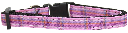 Plaid Nylon Collar Pink Cat Safety